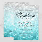 Invitation Couples Wedding shower Beach Ombre Bokeh Lumières (Devant / Derrière)