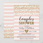 Invitation Couples Wedding shower Blush Pink Gold Confetti (Devant / Derrière)