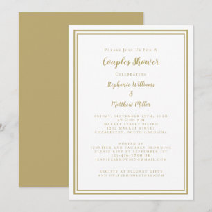 Invitation Couples Wedding shower Fiançailles Chic Gold Blanc