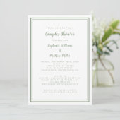 Invitation Couples Wedding shower Fiançailles Sage Vert Blanc (Debout devant)
