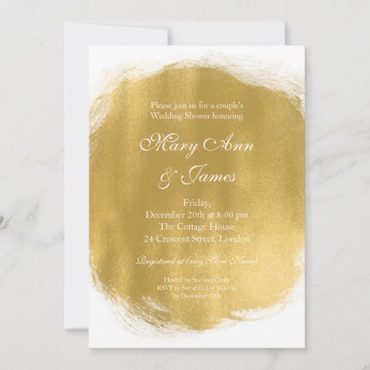 Invitation Couple's Wedding shower Gold Paint Look (Devant)