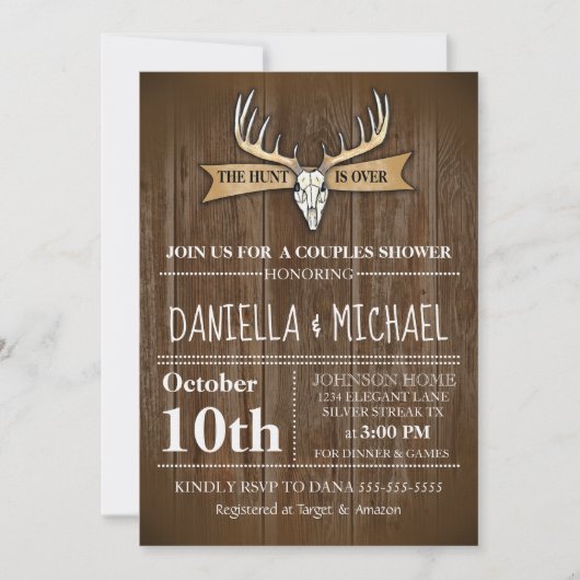 Invitation Couples Wedding shower La chasse est sur Mariage (Devant)
