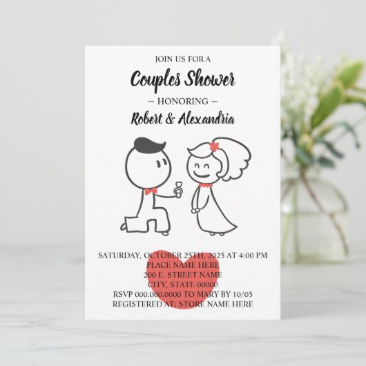 Invitation Couples Wedding shower Mariage Couple  (Debout devant)