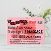 Invitation Coupon d'amour pour MASSAGE (Debout devant)