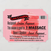Invitation Coupon d'amour pour MASSAGE (Devant / Derrière)