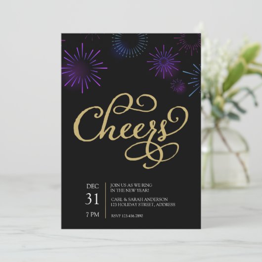 Invitation Coups de feu de script et de violet bleu Gold Chef (Debout devant)