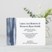 Invitation Coups de pinceau aquarelle bleue marine Réception  (Debout devant)