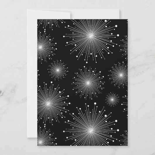 Invitation Coups de soleil noir blanc Réception feux d'artifi (Dos)