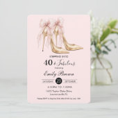 Invitation Couquette Blush Bow Fashion Heel 40th Birthday (Debout devant)