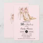 Invitation Couquette Blush Bow Mode Talon 50e Anniversaire (Devant / Derrière)