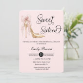 Invitation Couquette Blush Ruban Arc Mode Talon Douce 16 (Debout devant)