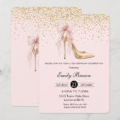Invitation Couquette Blush Ruban Arc Mode Talon Sweet 16 (Devant / Derrière)