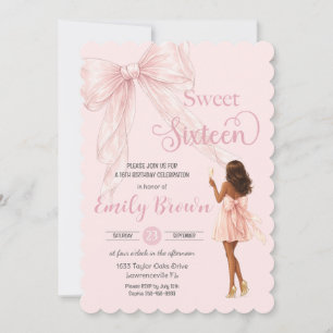 Invitation Couquette Rouge Foncé Marron Mode Fille Douce 16