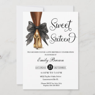 Invitation Couquette Ruban Noir Arc Mode Talons Douce 16