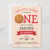 Invitation Cour de Basketball & Ruban 1 Anniversaire tendance (Devant)