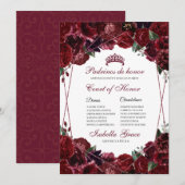 Invitation Cour d'honneur de la Quinceanera florale de Bourgo (Devant / Derrière)