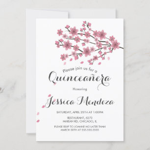 Invitation Cour Quinceañera Fleur de Cerisier Douce 16
