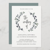 Invitation Courbe aquarelle feuillue | MARIAGE (Devant / Derrière)