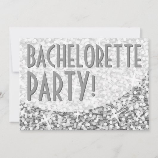 Invitation Courbe "Argent" de Glitz "Bachelorette Party" (Devant)
