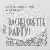 Invitation Courbe "Argent" de Glitz "Bachelorette Party" (Devant / Derrière)