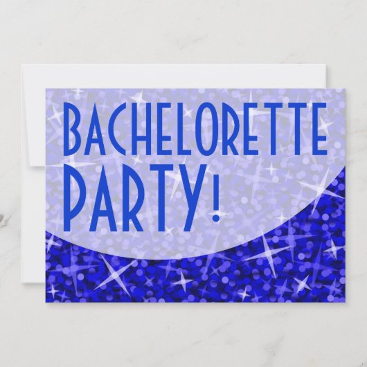 Invitation Courbe bleu foncé Glitz 'Bachelorette Party ! ' (Devant)