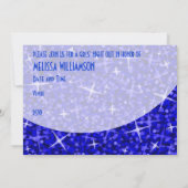 Invitation Courbe bleu foncé Glitz 'Bachelorette Party ! ' (Dos)