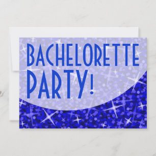 Invitation Courbe bleu foncé Glitz 'Bachelorette Party ! '