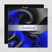 Invitation Courbe bleue Abstraite (Devant / Derrière)