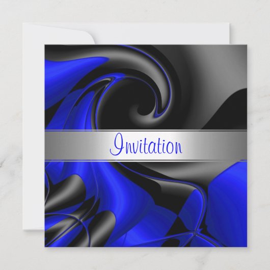 Invitation Courbe bleue Abstraite (Devant)