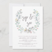 Invitation Courbe botanique florale d'aquarelle| Sip et Voir (Devant)