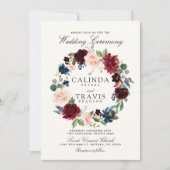 Invitation Courbe de Bouquet de Bourgogne| Mariage floral (Devant)