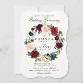 Invitation Courbe de Bouquet de Bourgogne| Red Back Mariage (Devant)
