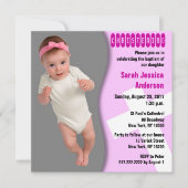 Invitation Courbe de fille d'invitation de baptême de bébé (Devant)