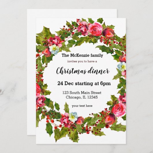 Invitation Courbe de fruits de Noël (Devant / Derrière)