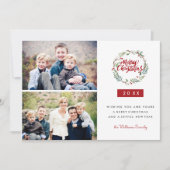 Invitation Courbe de Noël classique Deux photos Vacances (Devant)