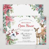 Invitation Courbe de Noël Deer & Bird Holiday Open House (Devant / Derrière)