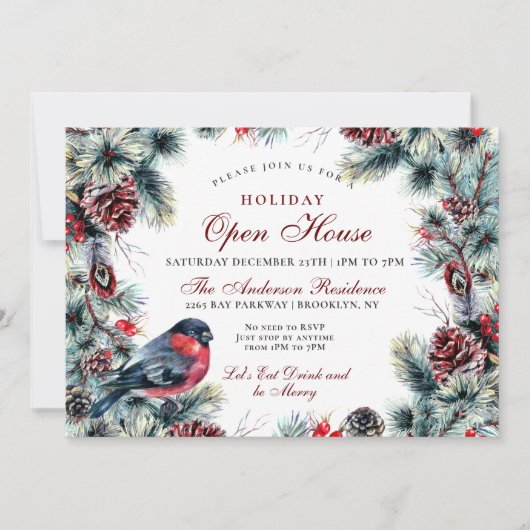 Invitation Courbe de Noël & Red Bird Holiday Open House (Devant)
