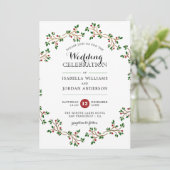 Invitation Courbe d'hiver rouge, vert et or| Mariage élégant (Debout devant)