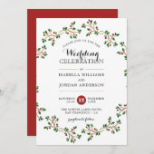 Invitation Courbe d'hiver rouge, vert et or| Mariage élégant (Devant / Derrière)