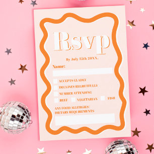 Invitation Courbe en terre cuite rétro squiggle ondulé rsvp