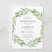 Invitation Courbe feuillue élégante | mariage de texte modern (Devant)