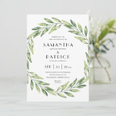 Invitation Courbe feuillue élégante | mariage de texte modern (Debout devant)