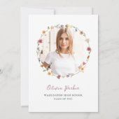 Invitation Courbe Fleur sauvage Boho | Fête de l'obtention du (Dos)