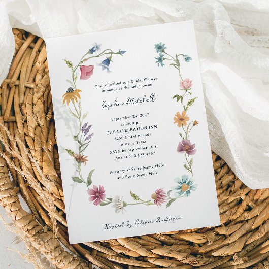Invitation Courbe Fleur sauvage Boho | Fête des mariées