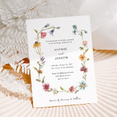 Invitation Courbe Fleur sauvage Boho | Mariage