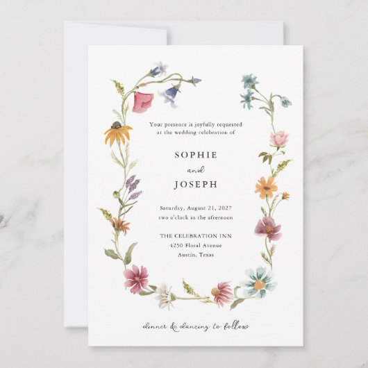 Invitation Courbe Fleur sauvage Boho | Mariage (Devant)