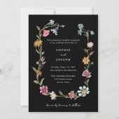 Invitation Courbe Fleur sauvage Boho | Mariage noir (Devant)