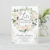 Invitation Courbe fleurie verte rose blanche or géométrique (Debout devant)