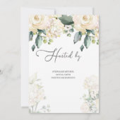 Invitation Courbe fleurie verte rose blanche or géométrique (Dos)