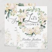 Invitation Courbe fleurie verte rose blanche or géométrique (Devant / Derrière)